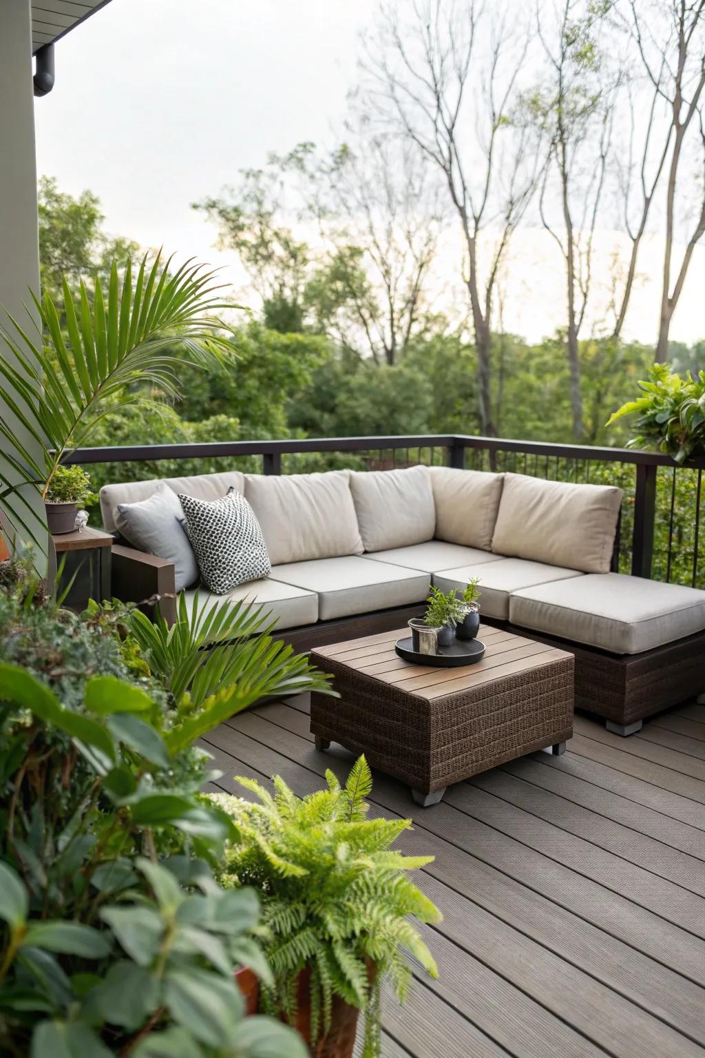 Corner seating optimizes space and provides ample comfort.