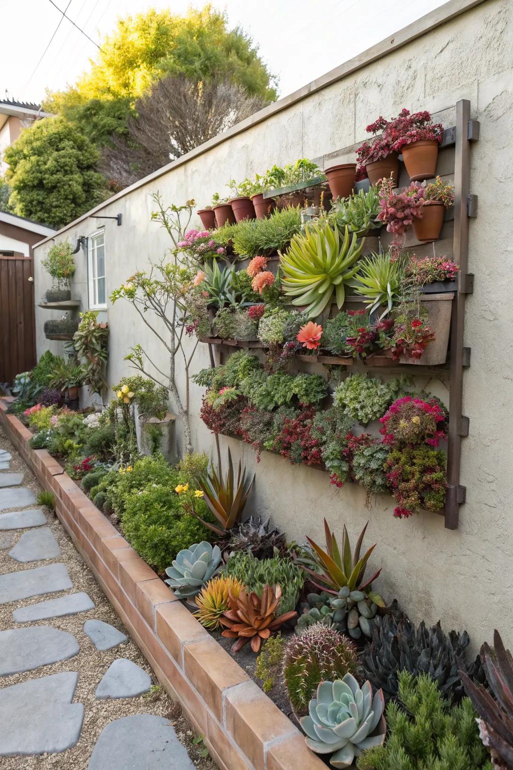 Vertical gardens maximize space and add lushness to small areas.