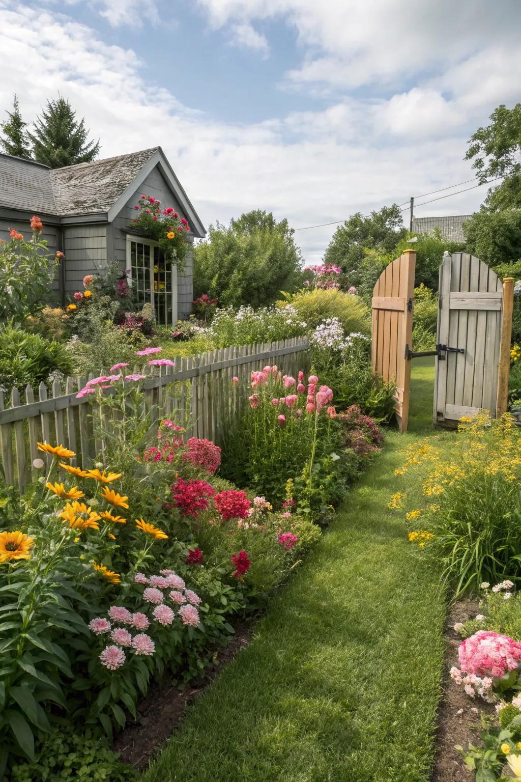 Hardy perennials offer continuous color and ease of care in this cottage garden.