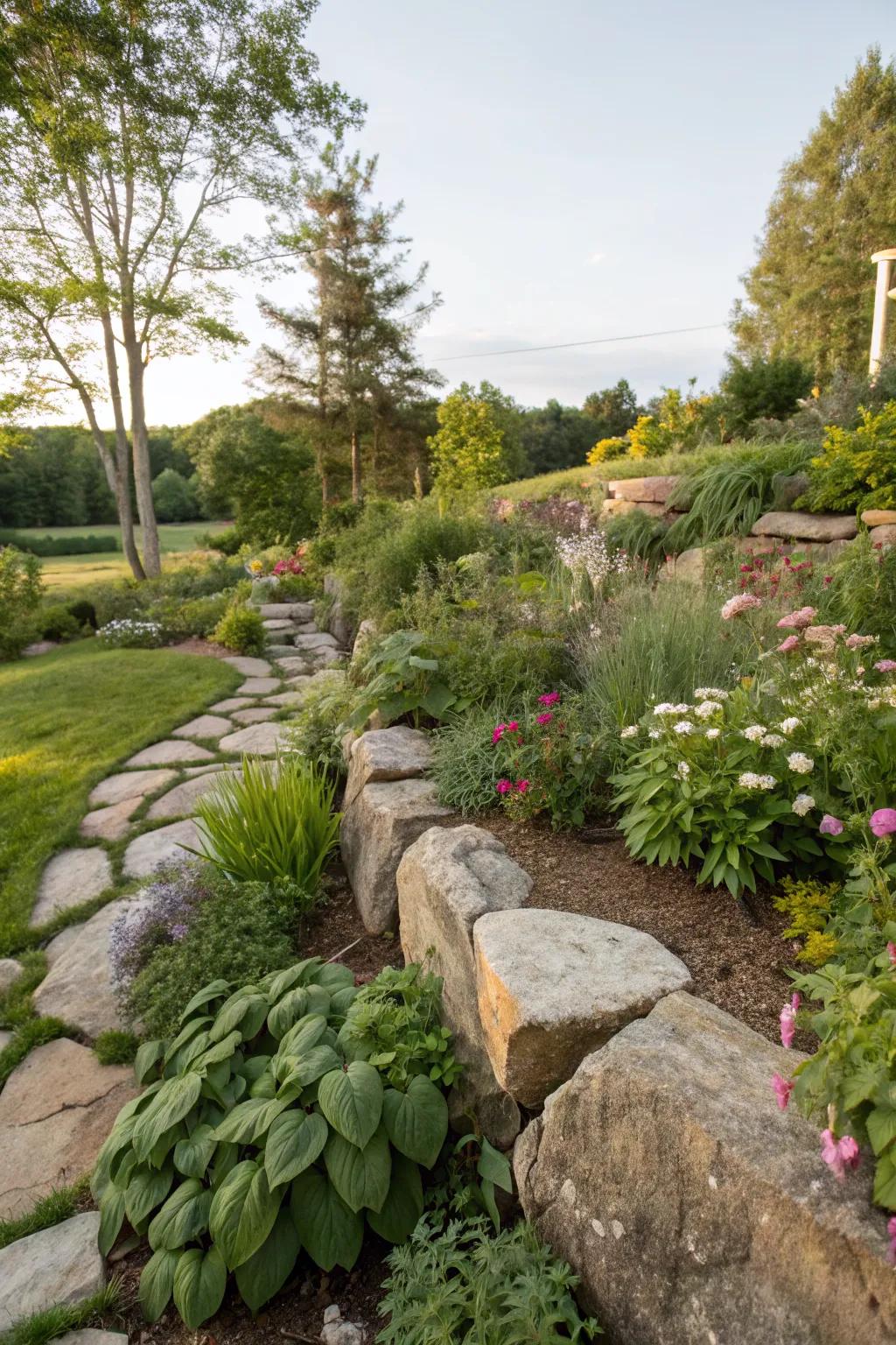 Organic and natural rock borders for a seamless look.