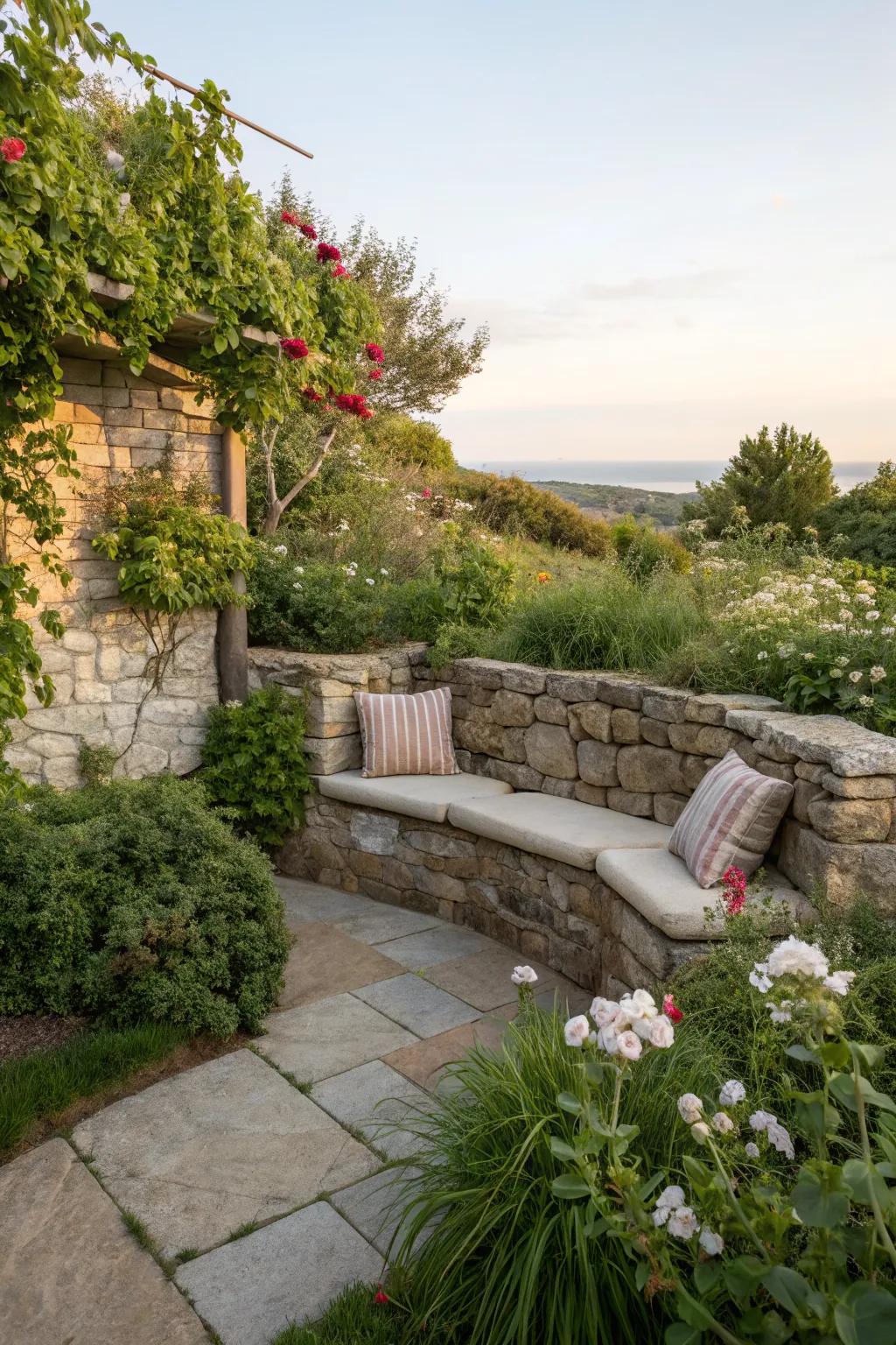 Built-in seating saves space and adds a stylish touch.