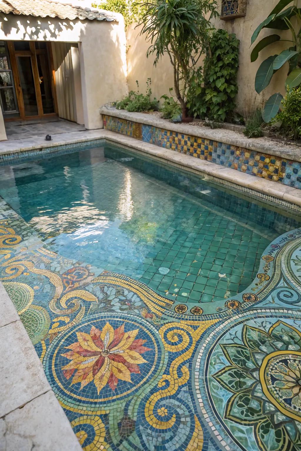 Underwater mosaics add unique flair and personality to your pool.