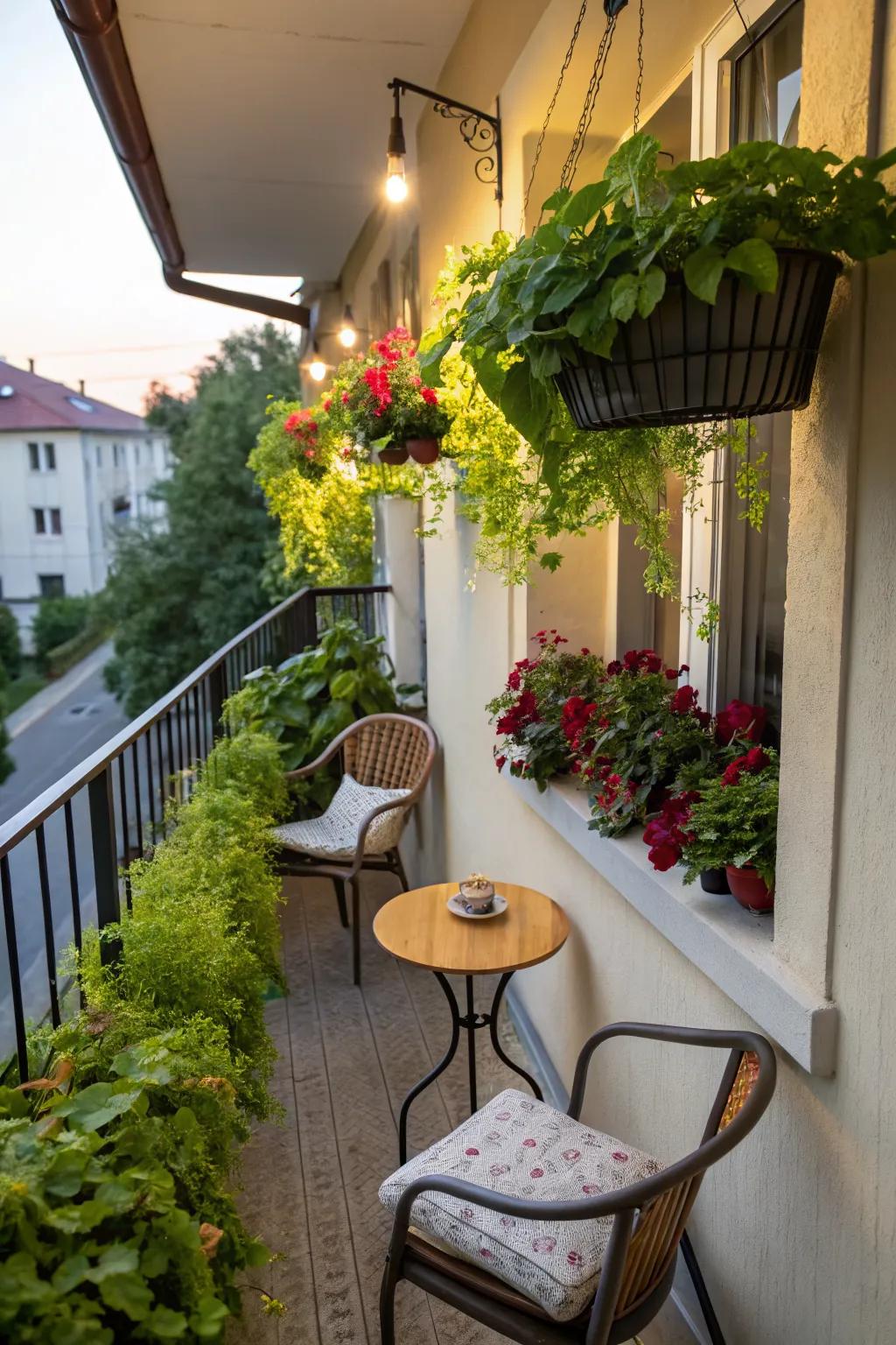 Compact planters infuse greenery without consuming space.