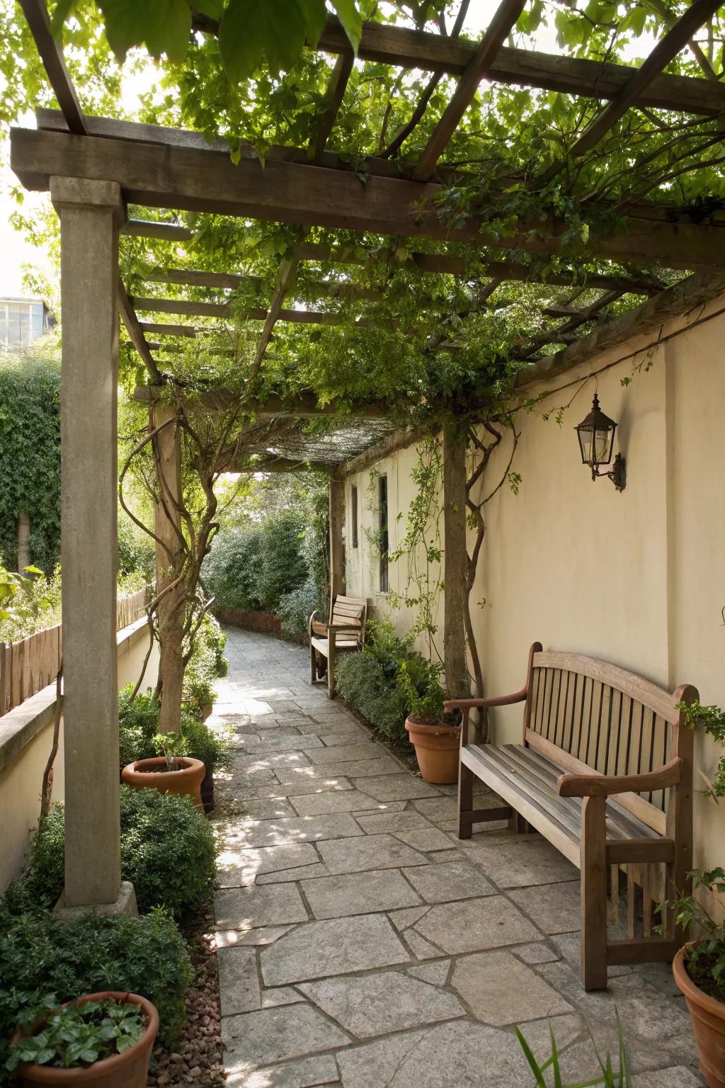 A pergola adds both structure and style to small spaces.