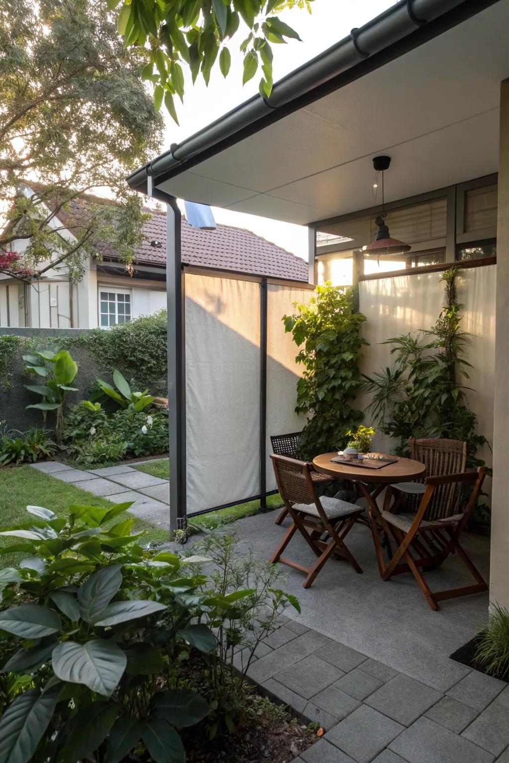 Retractable screens offer adaptable privacy solutions.