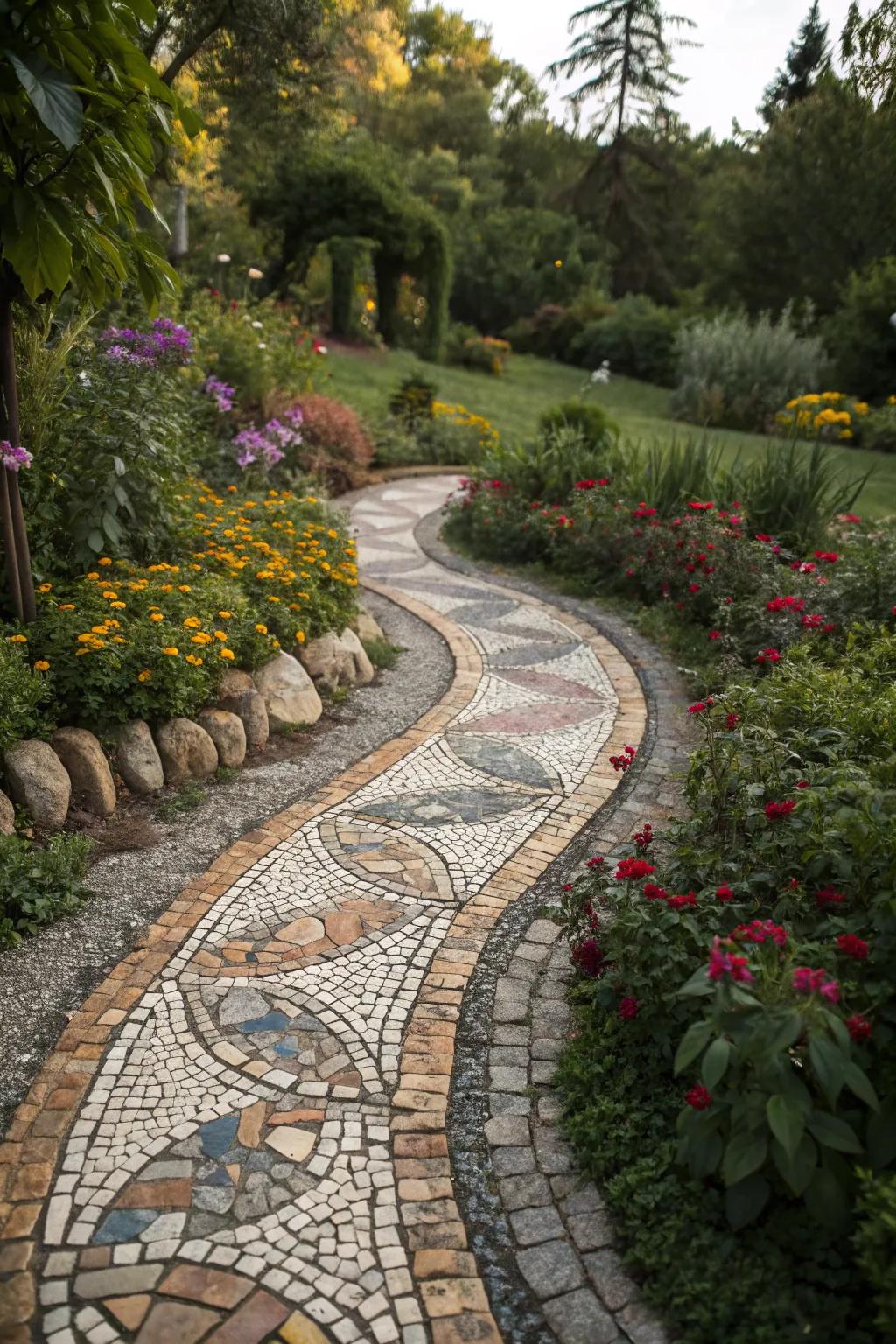 A mosaic path adds personality to your garden.