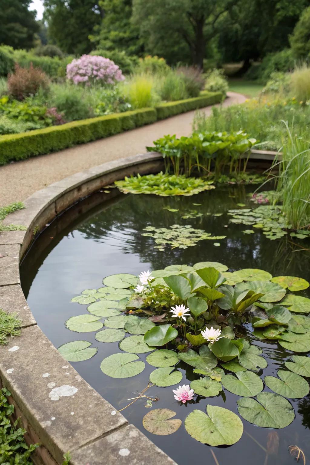 A floating garden adds a touch of whimsy and extra greenery.