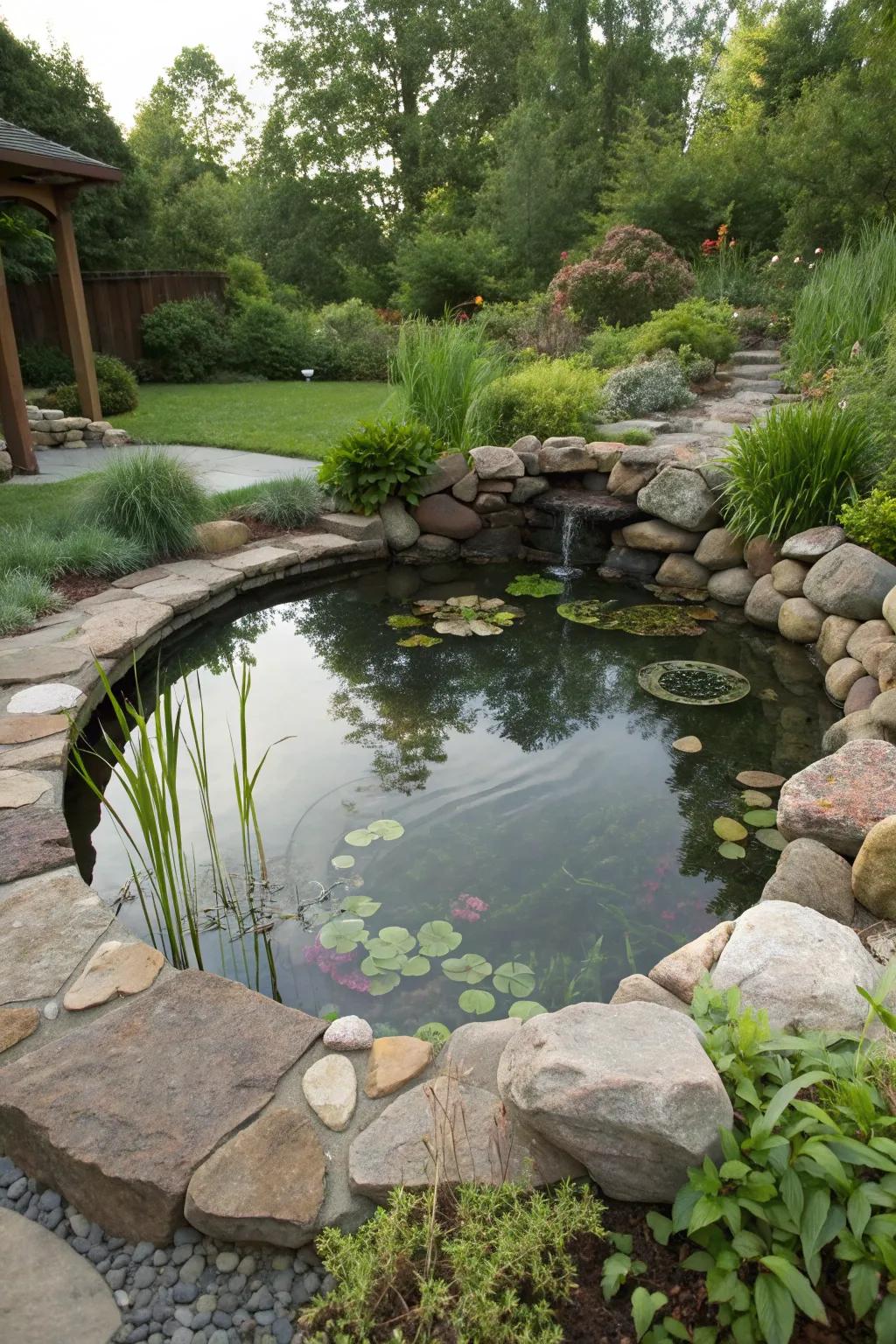 A pond-like design integrates your pool with nature.