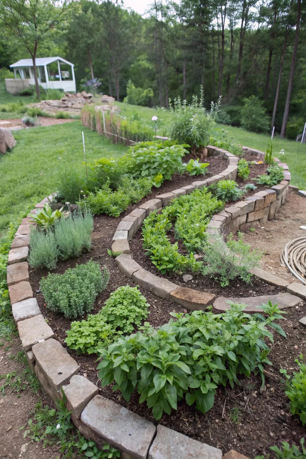 Herb spirals are a functional and beautiful use of space.