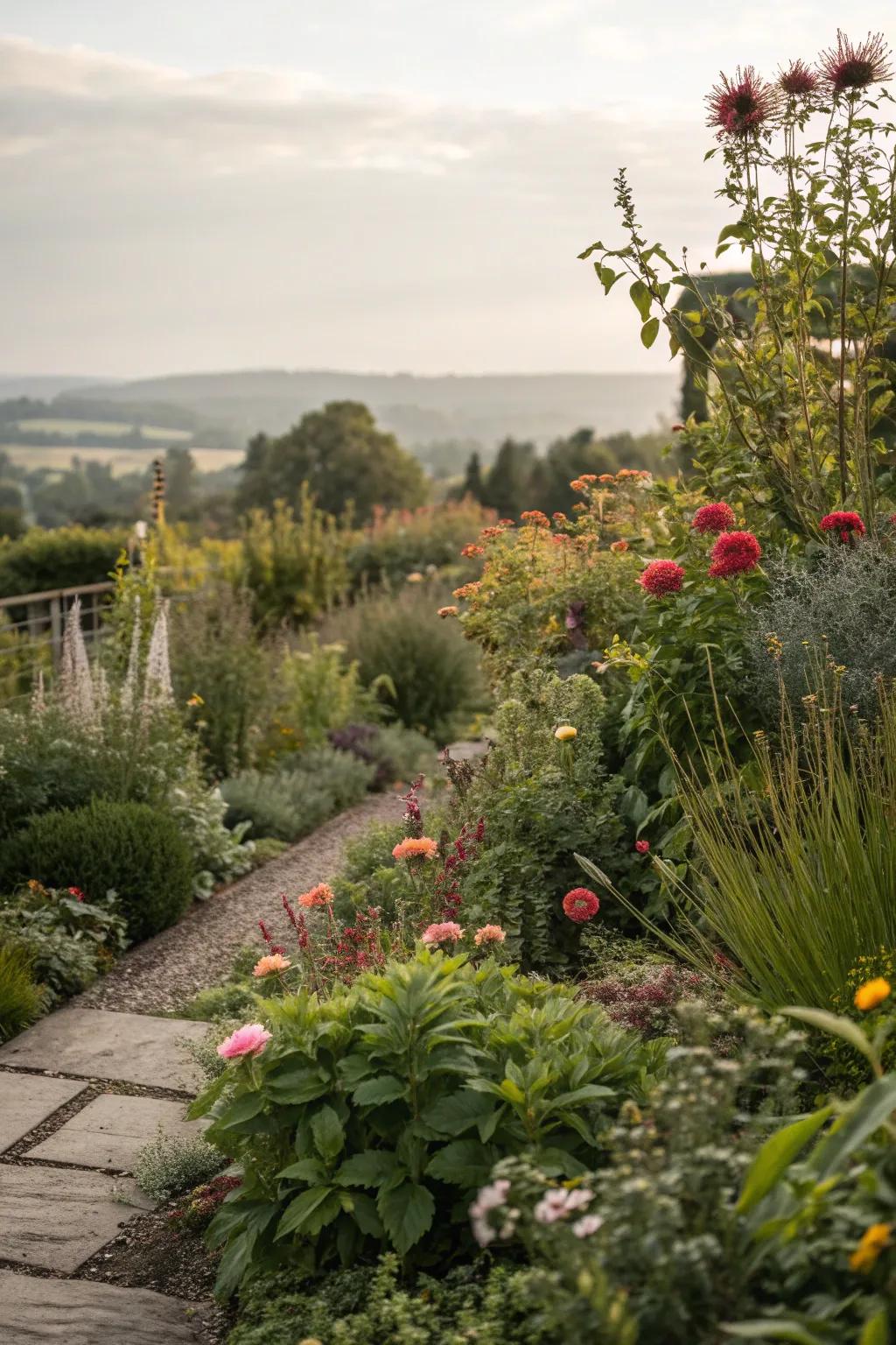 Varied plant heights add depth and texture.