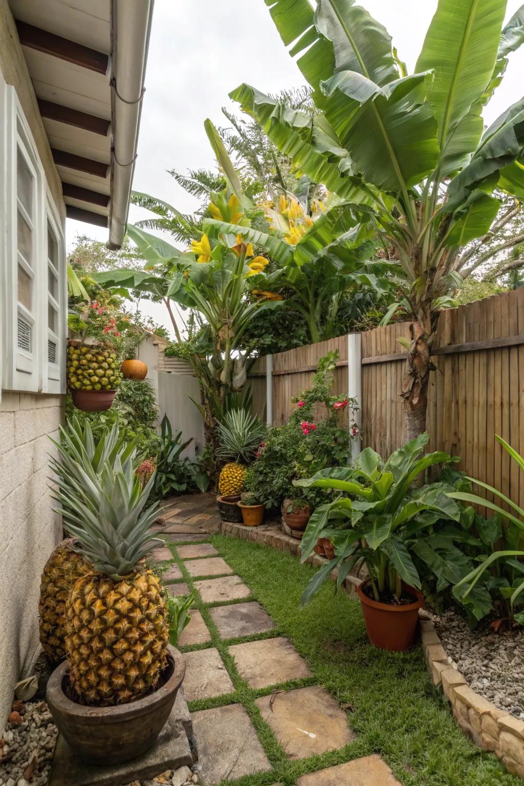 Tropical fruit gardens add a fun and fruitful element.