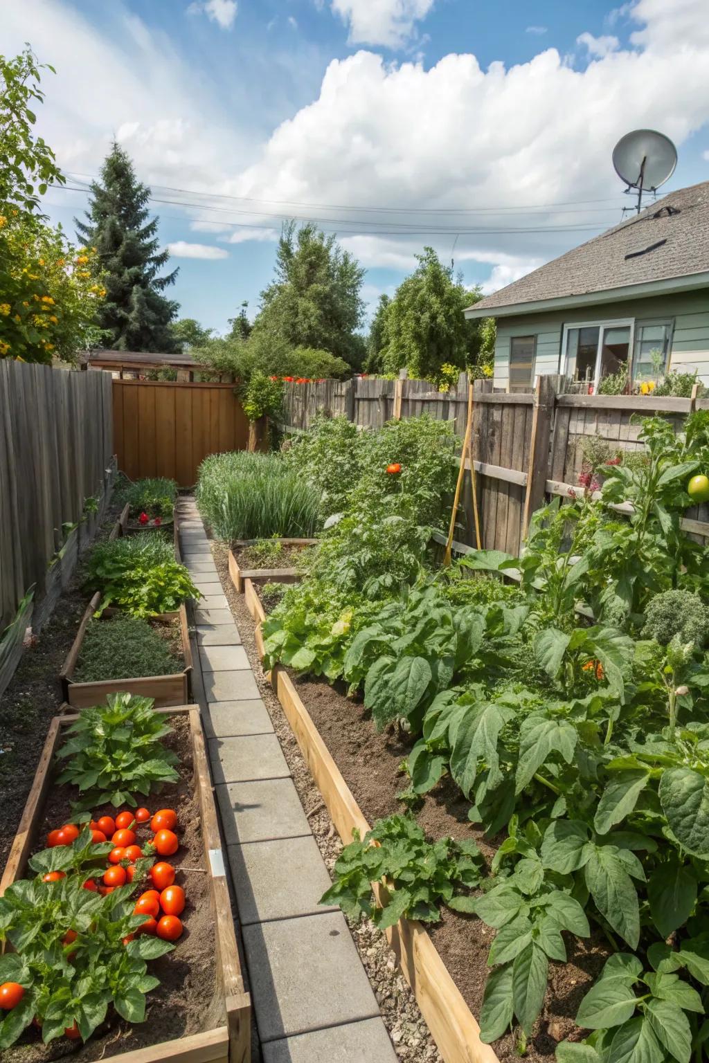 Block planting maximizes space and minimizes weeding.
