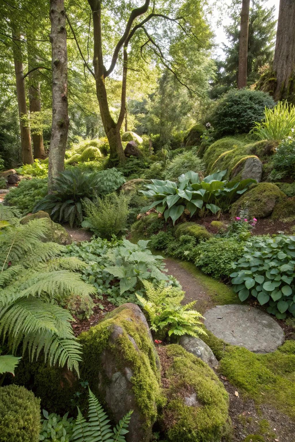 Textured foliage adds depth and visual interest to the garden.