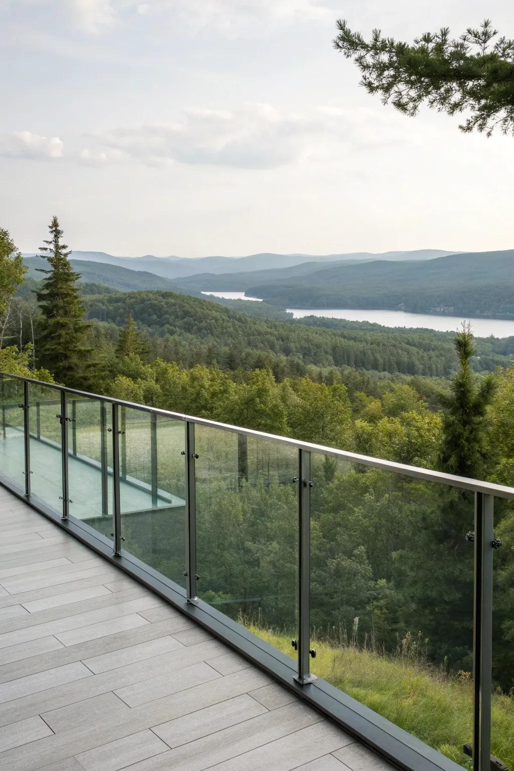 Frameless glass railings offering clear, uninterrupted views.