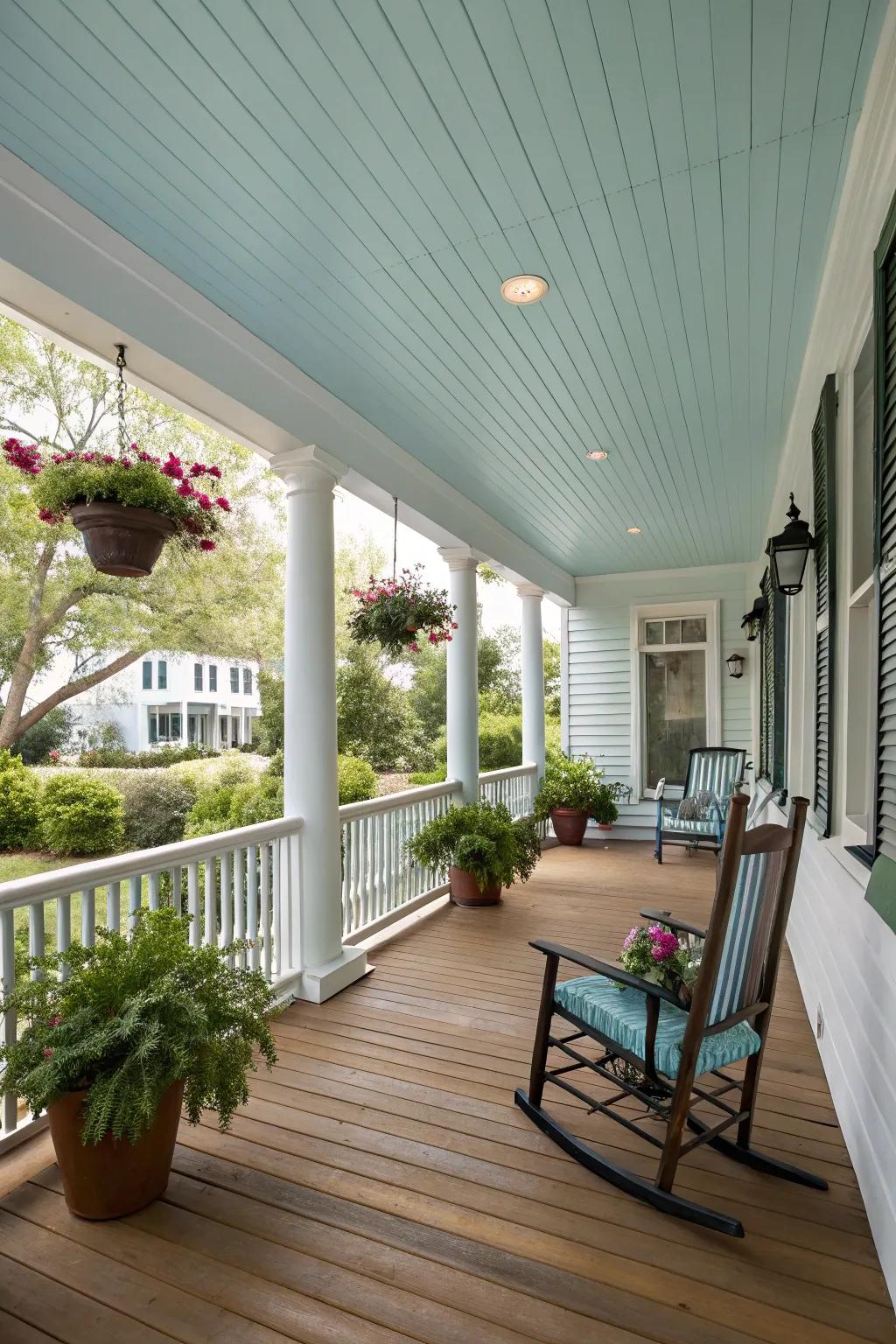 Blue ceilings add a traditional touch.