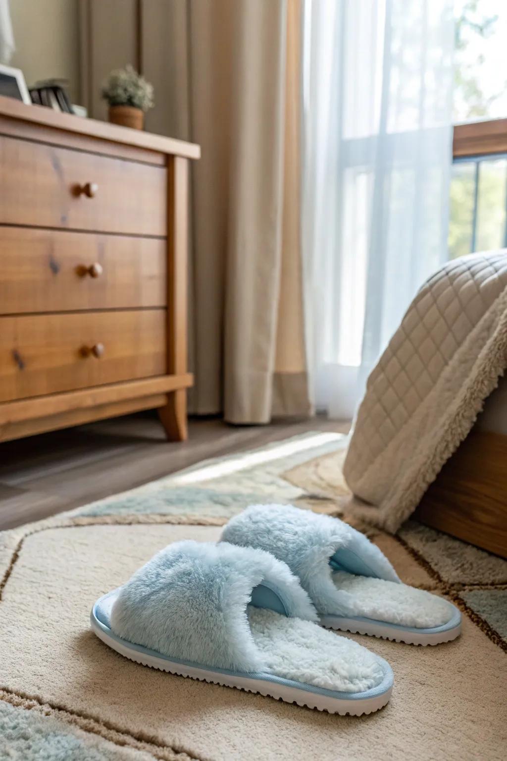 Spa slippers providing ultimate comfort and luxury at home.