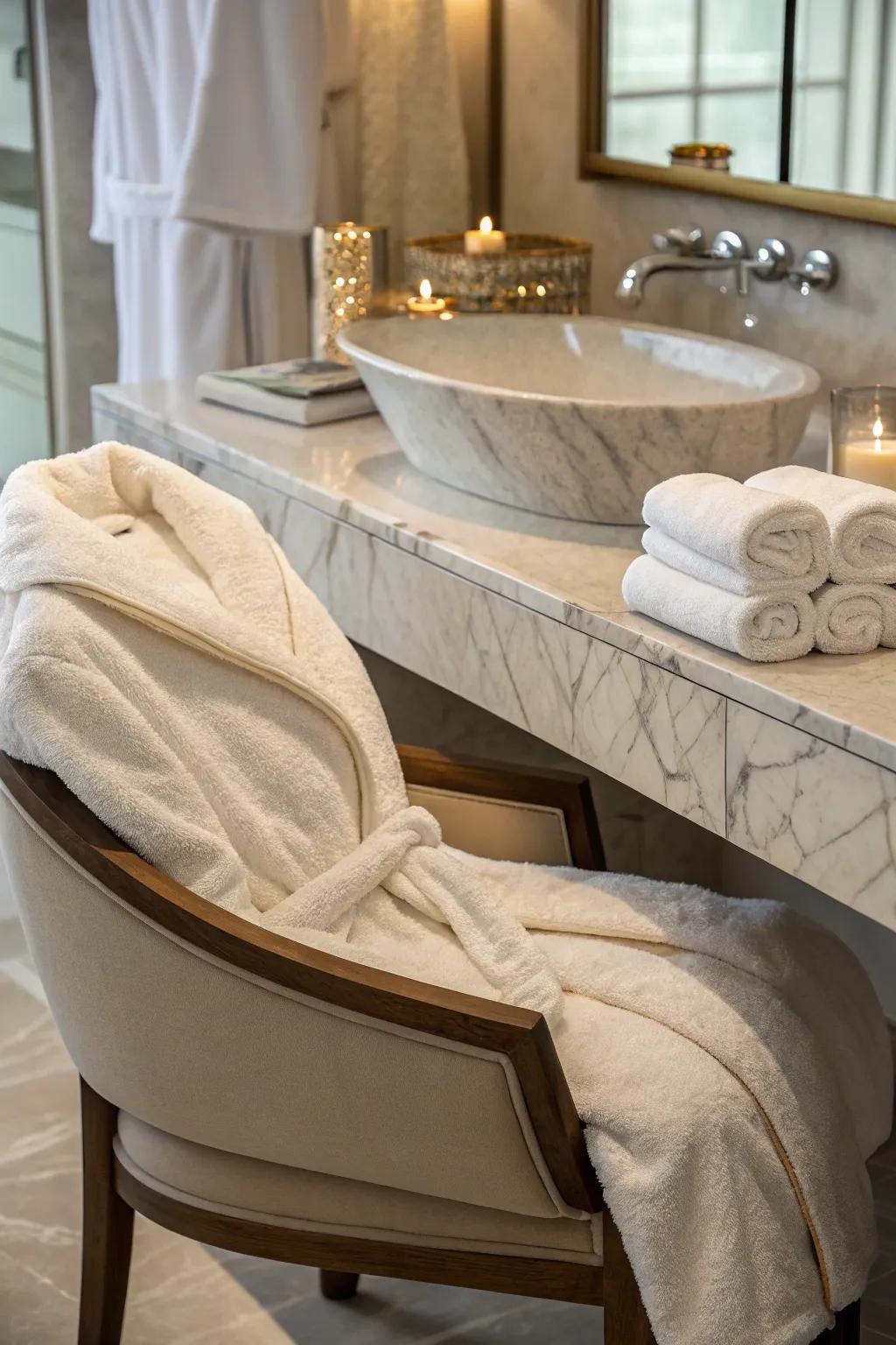 Luxury textures elevate your home spa experience.