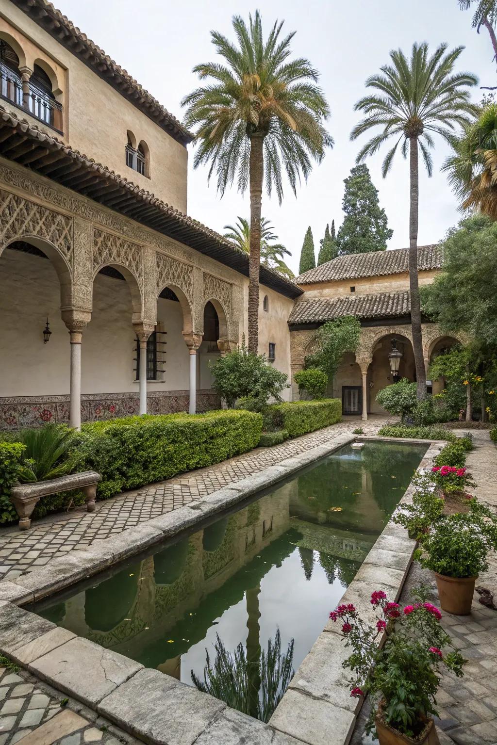 Reflecting pools provide serenity and elegance.