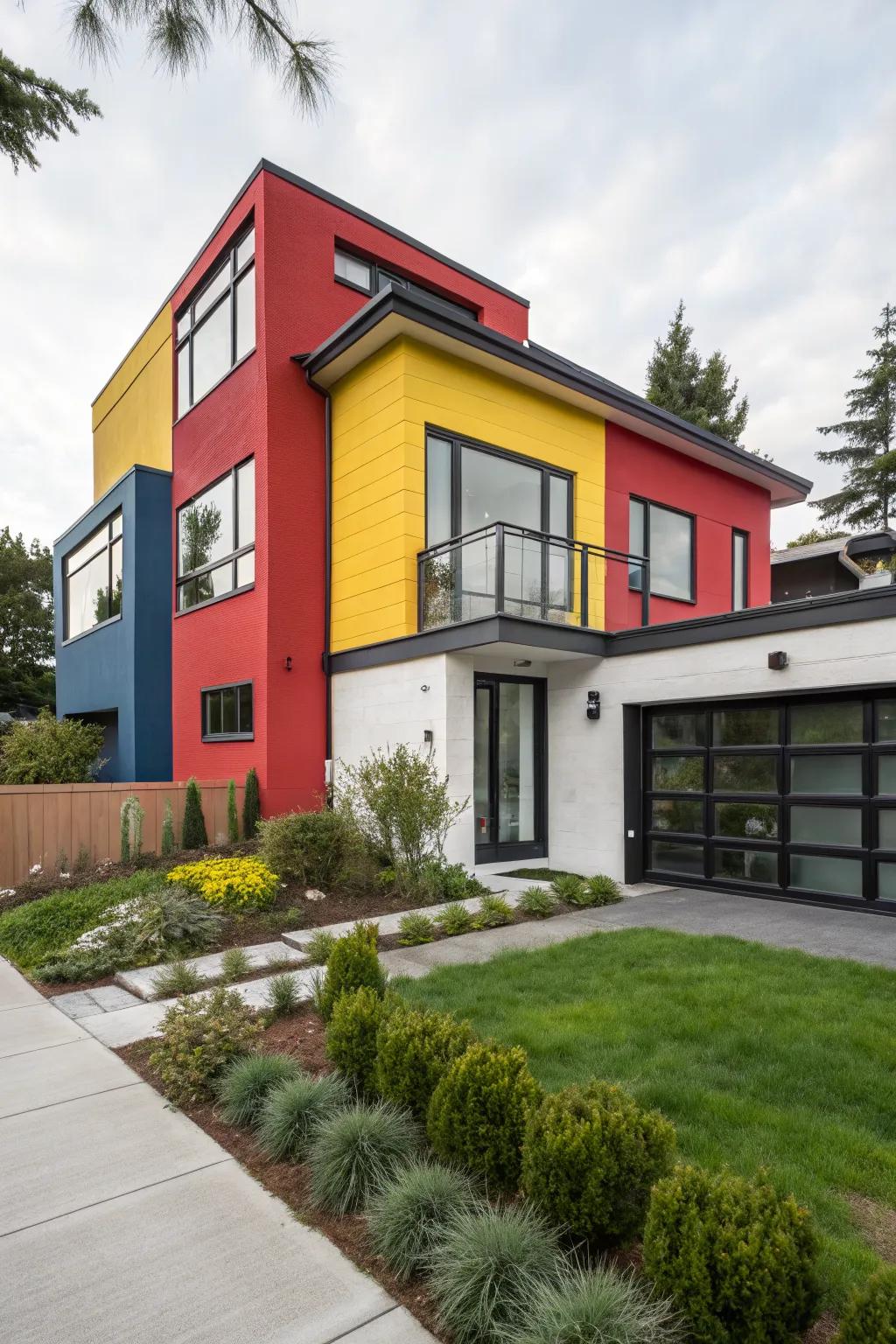 Color-blocking highlights the unique structure of this home.