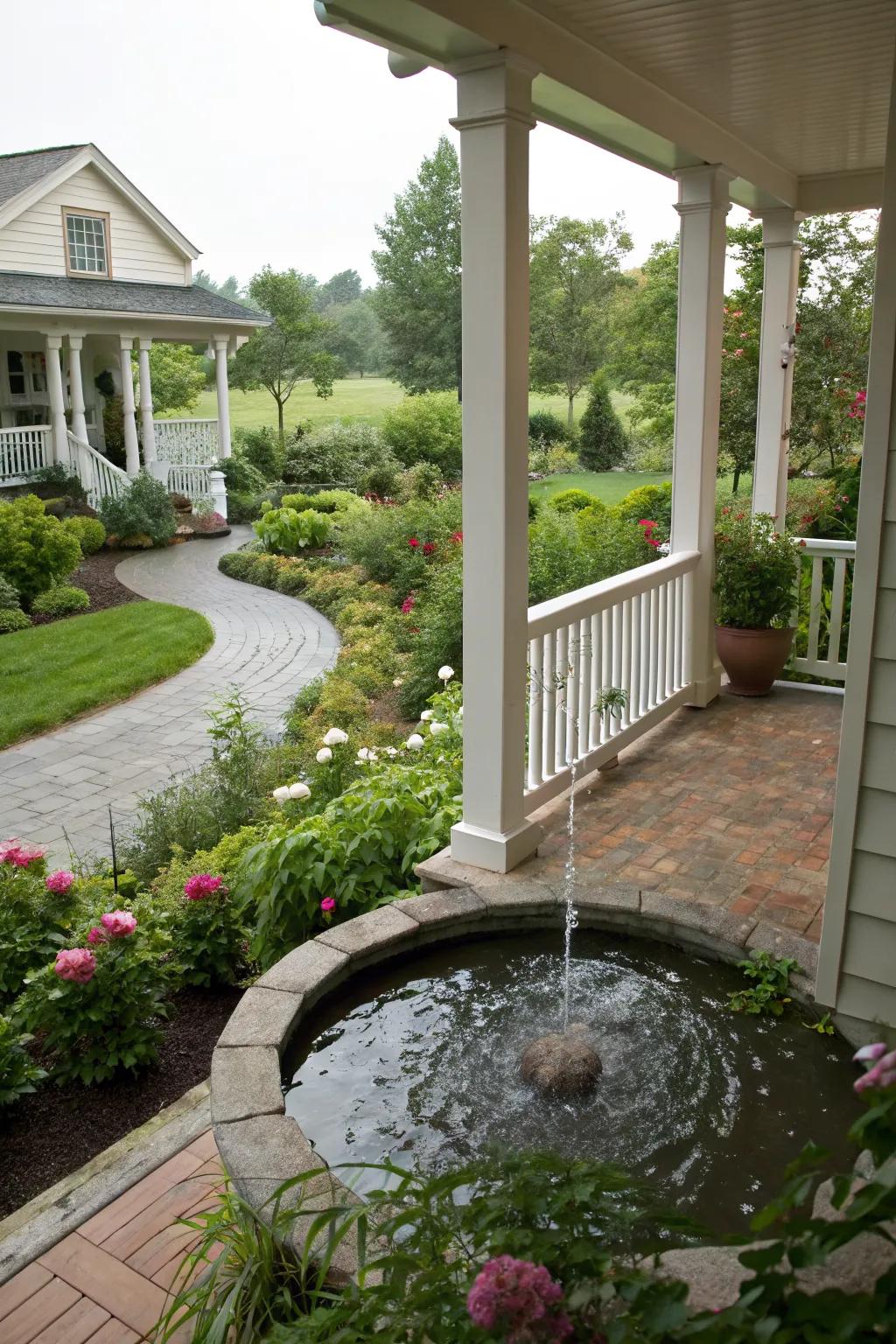 Water features bring a calming element to any porch setting.