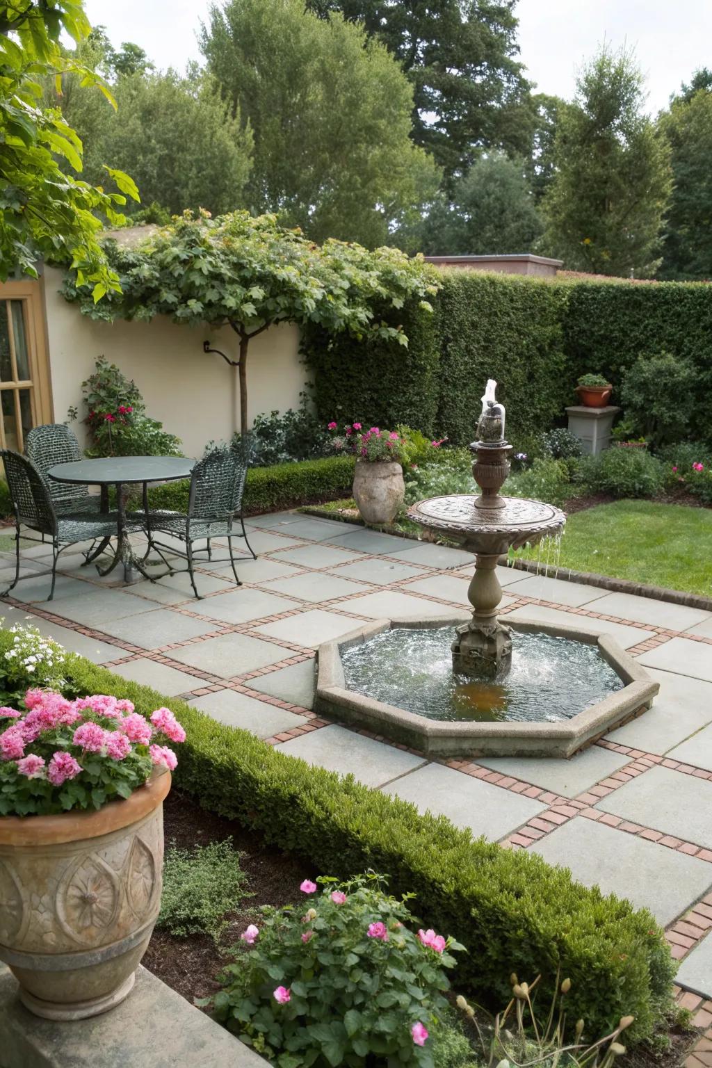 A water feature adds a soothing and captivating element to your patio.