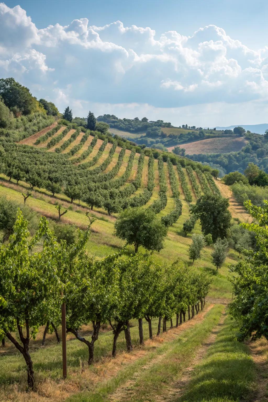 A hillside orchard offers beauty and bounty.