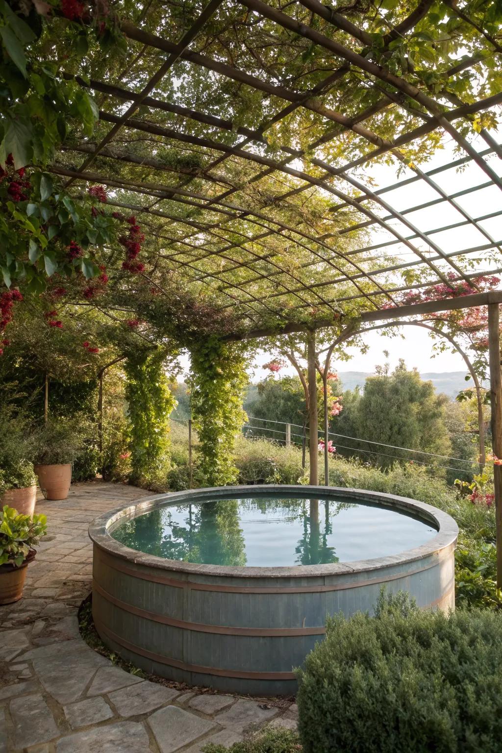 Blend nature and style with a trellised roof.