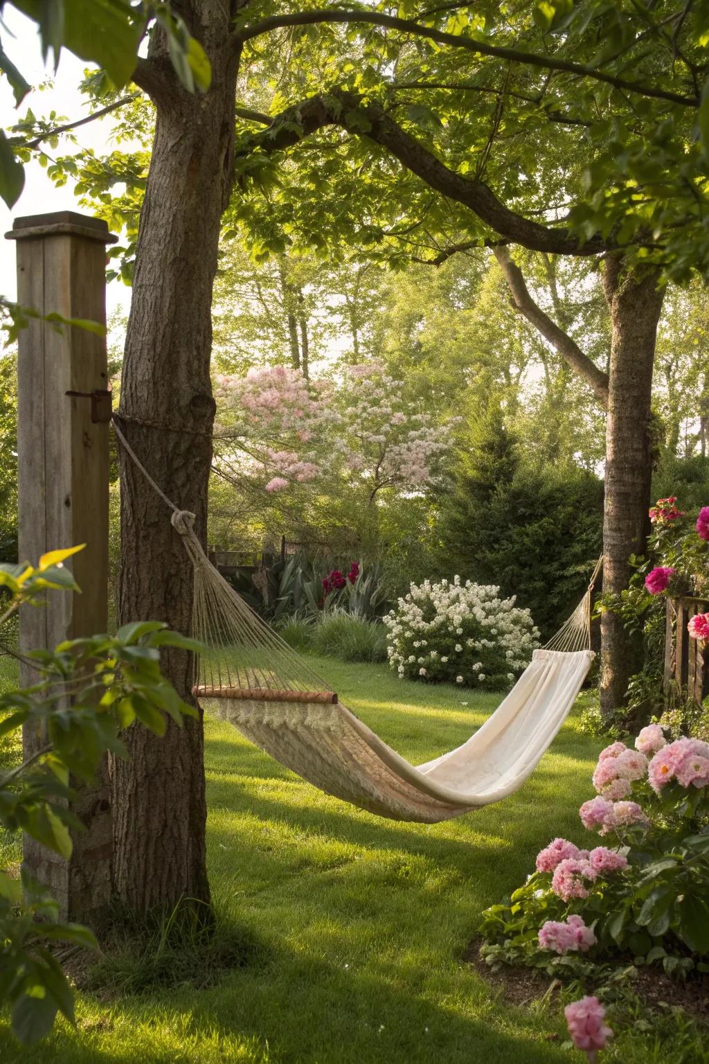 Transform your bench area into a hammock haven.