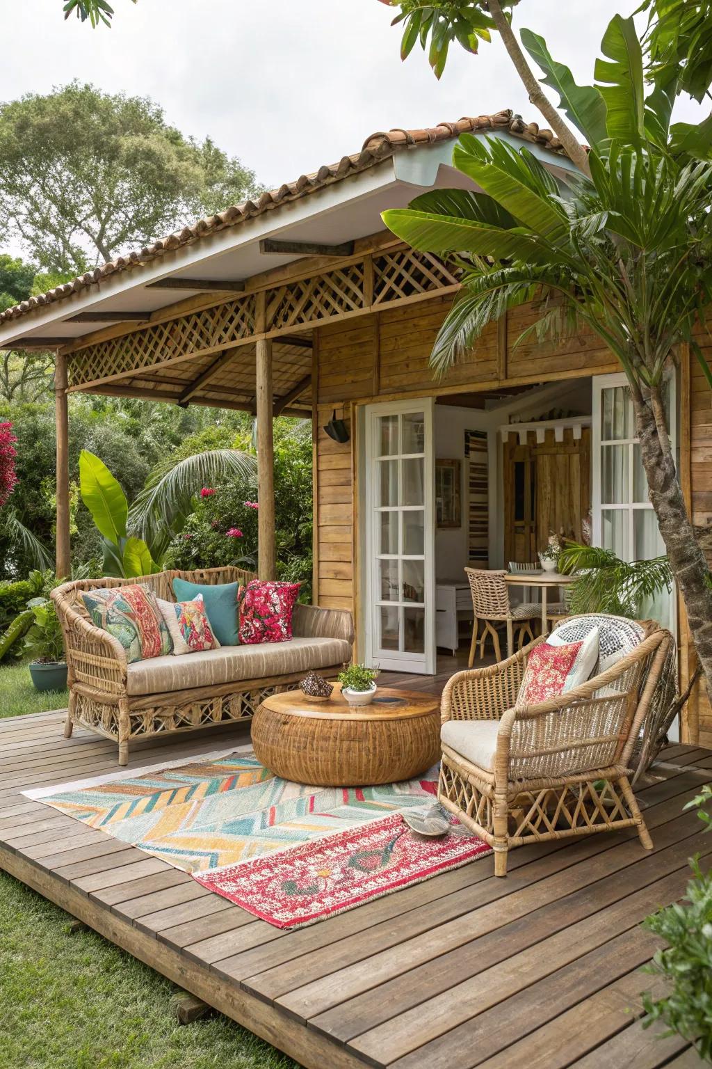 A summer house with tropical touches for a vacation-like feel.