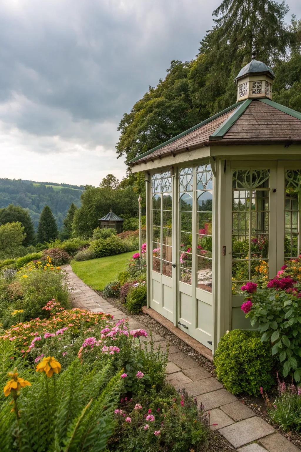 A mirrored summerhouse that blends seamlessly with its surroundings.