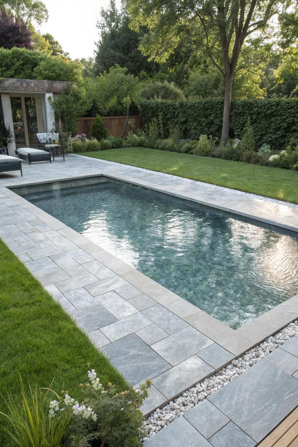 Silver grey pools offer a sleek and reflective surface.