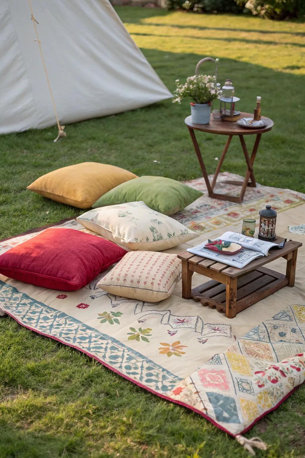 Canvas covers offer a pop of color and a soft base