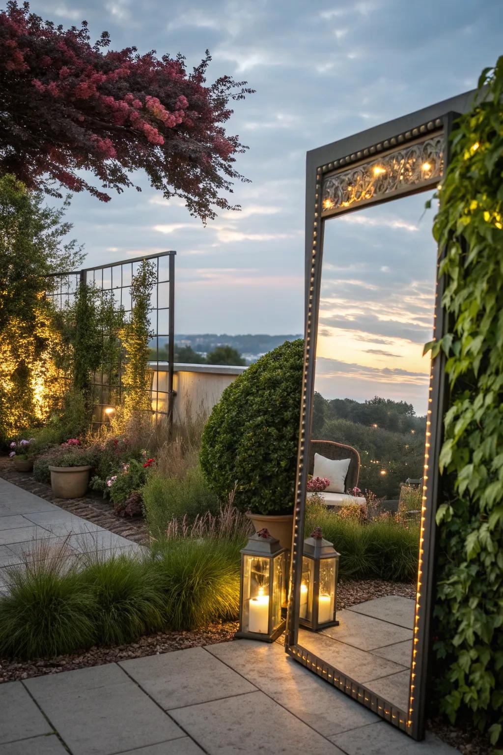 Mirrors expand your space by reflecting light and greenery.