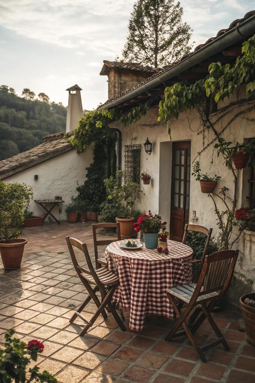 Bring rustic charm to your terrace with weathered tiles.