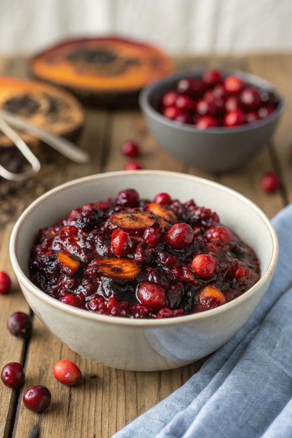 A smoky twist on traditional cranberry sauce.