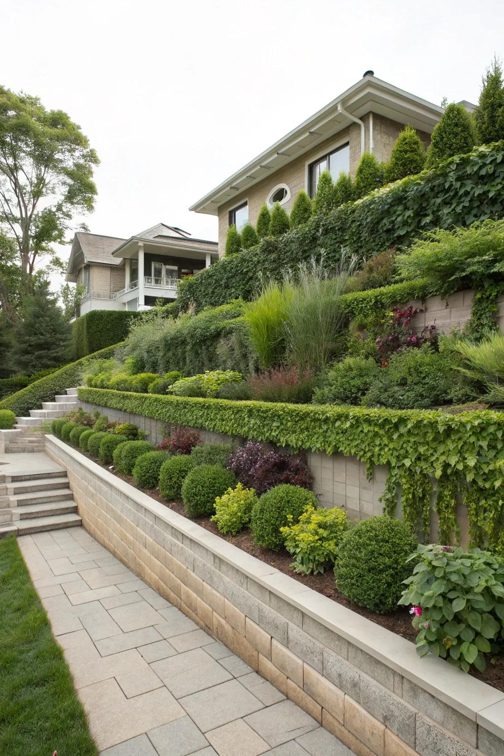 Vertical gardens maximize greenery in compact spaces.