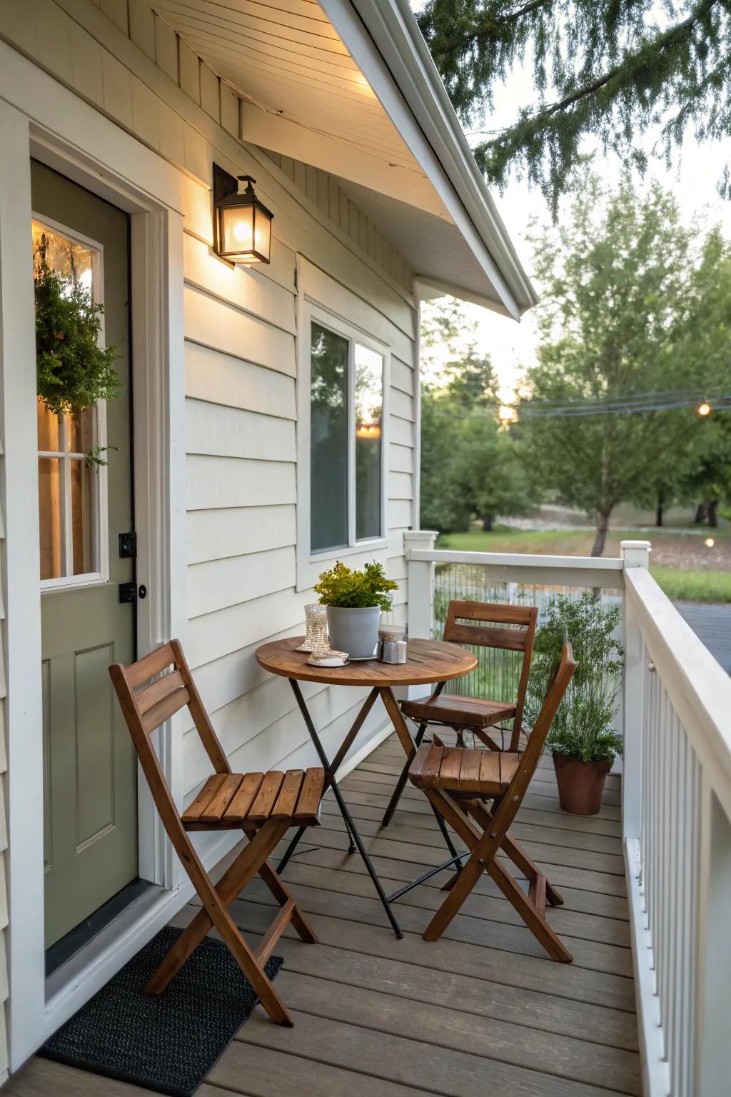 A cozy spot for breakfast with a bistro table.