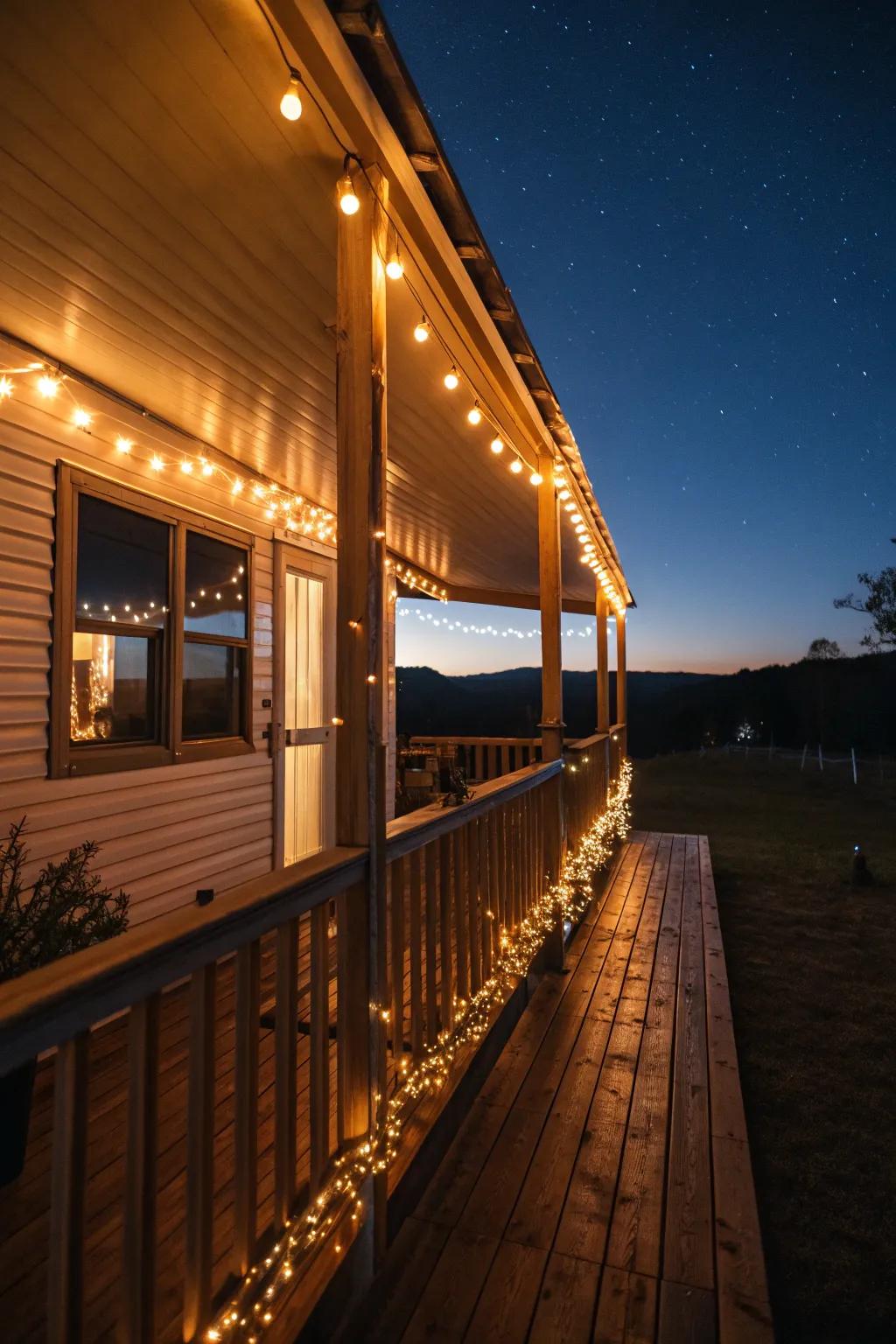 Fairy lights add a magical touch.