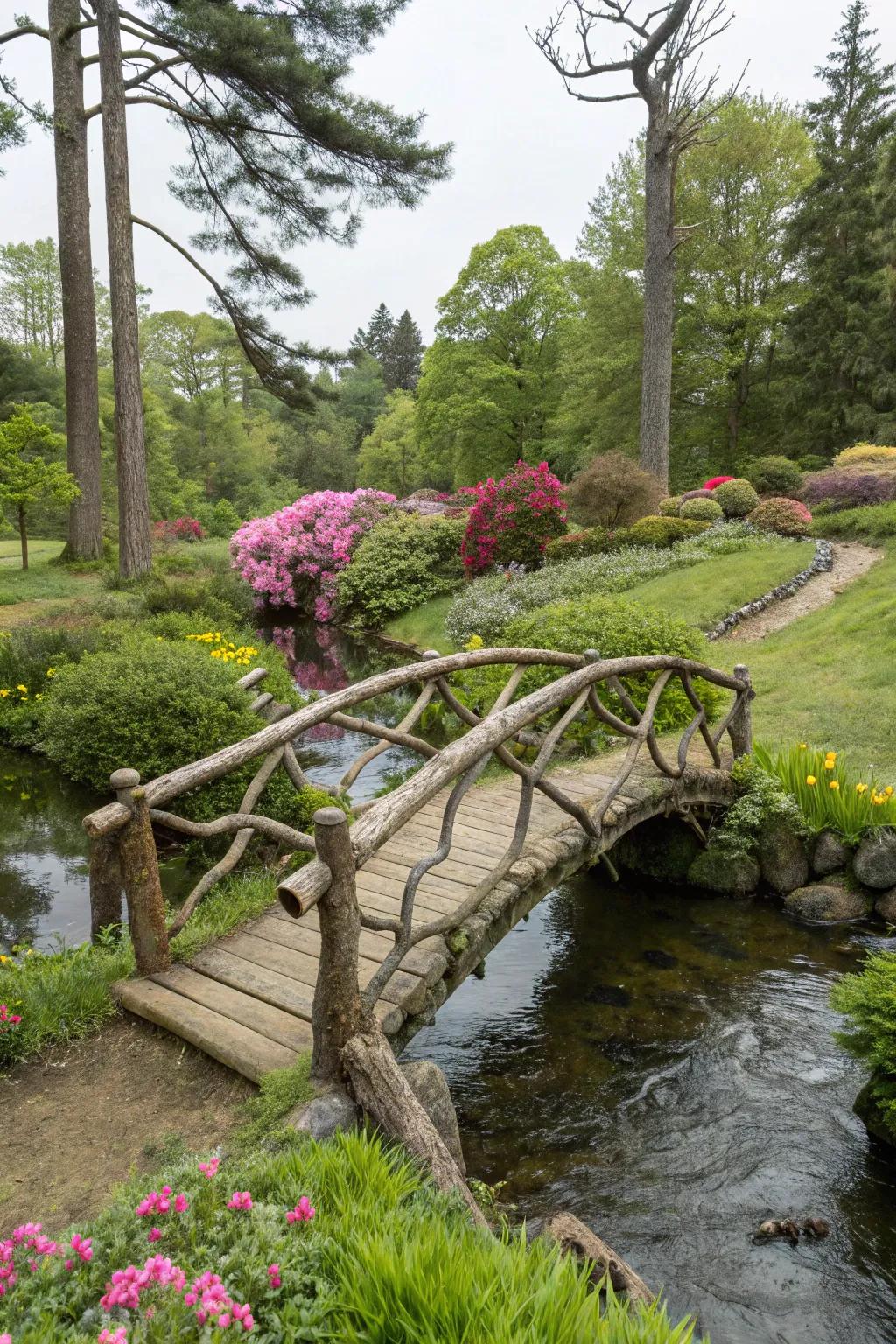 Tree bridges add whimsy and functionality to your garden.