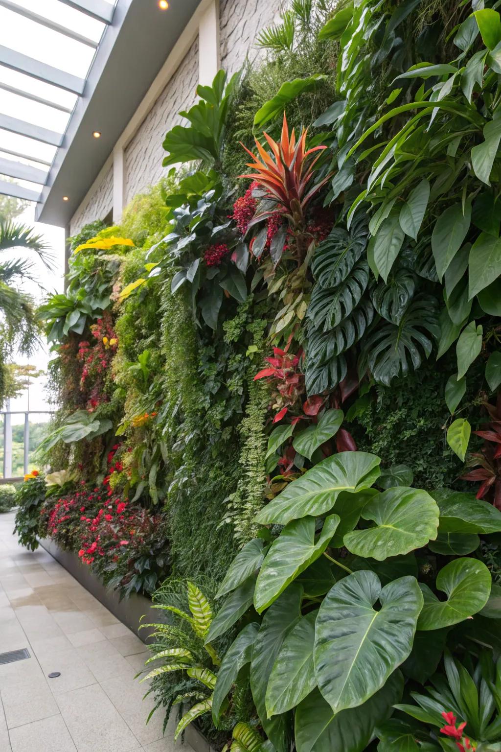 A vertical garden maximizes greenery.