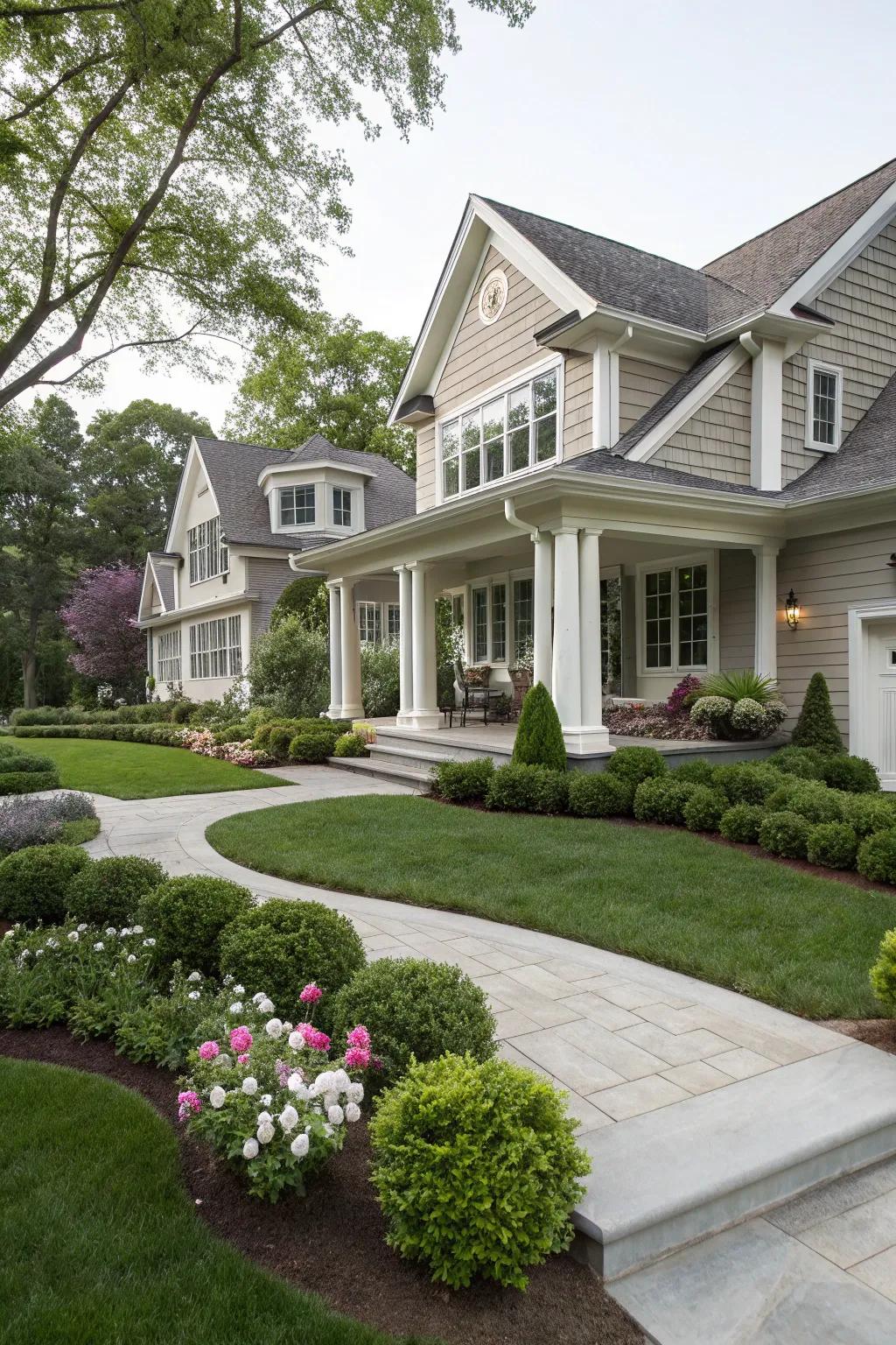 Greige and white provide understated elegance and timeless appeal.