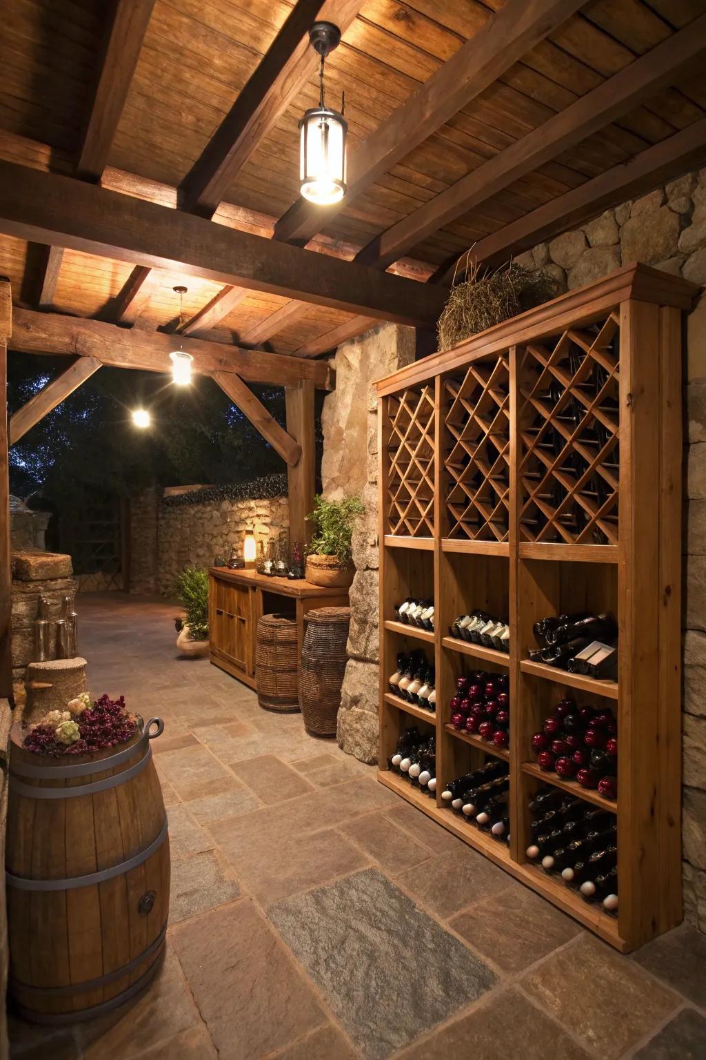 A rustic wine cellar for wine enthusiasts.