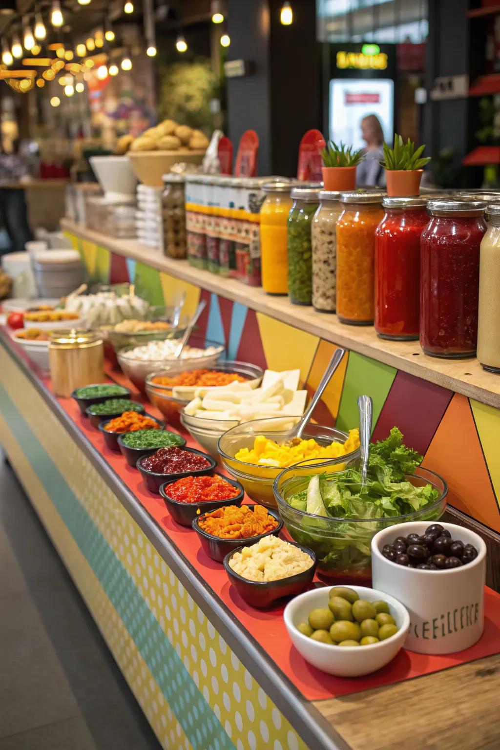 A DIY toppings bar is perfect for letting guests get creative with their BBQ.