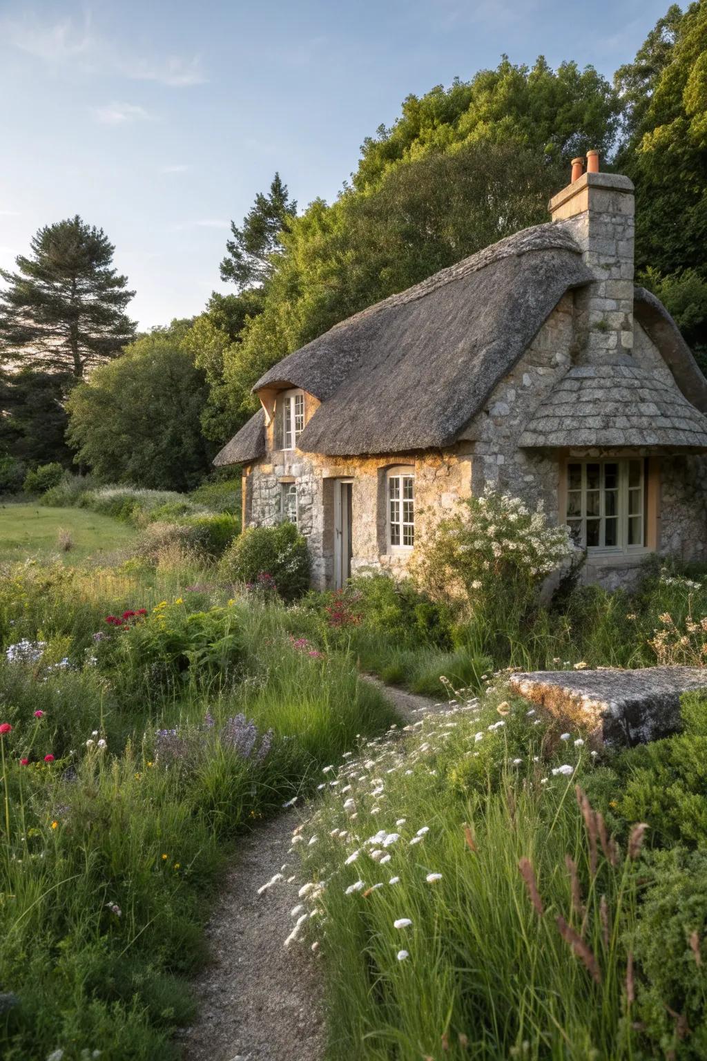 Stone cottages offer a blend of rustic elegance and sturdy design.