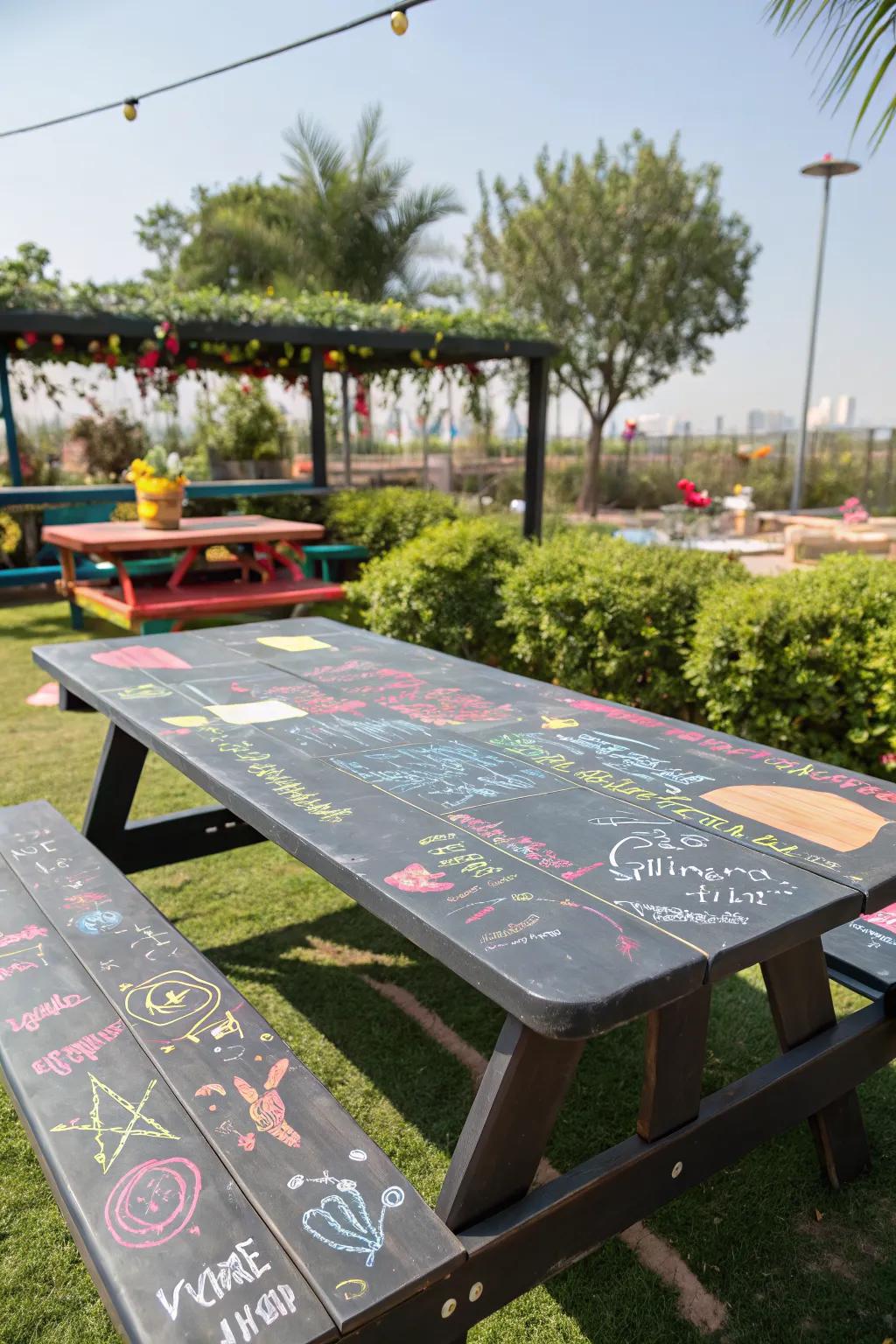 Chalkboard paint lets creativity flow at your table.