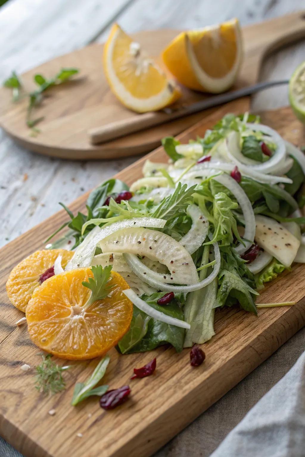 Exotic fennel slices add a unique flavor to any salad.