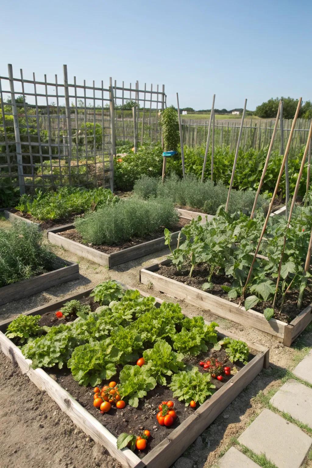 Square foot gardening maximizes space and increases productivity.