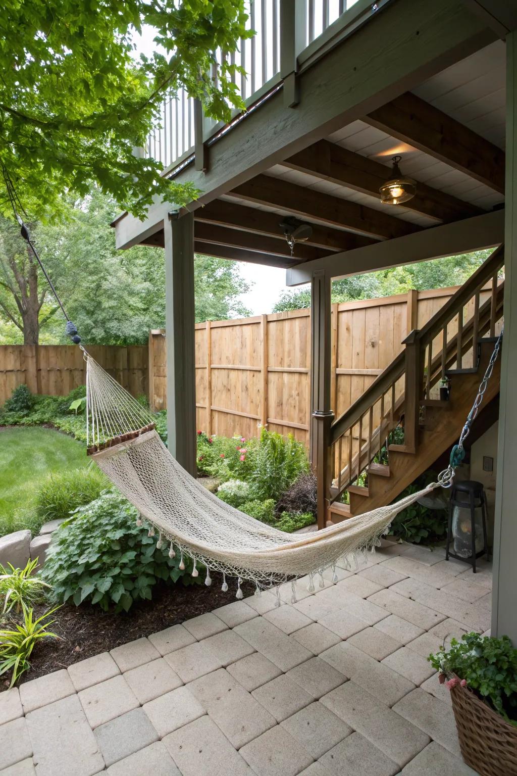 A hammock adds a touch of relaxation to your patio.