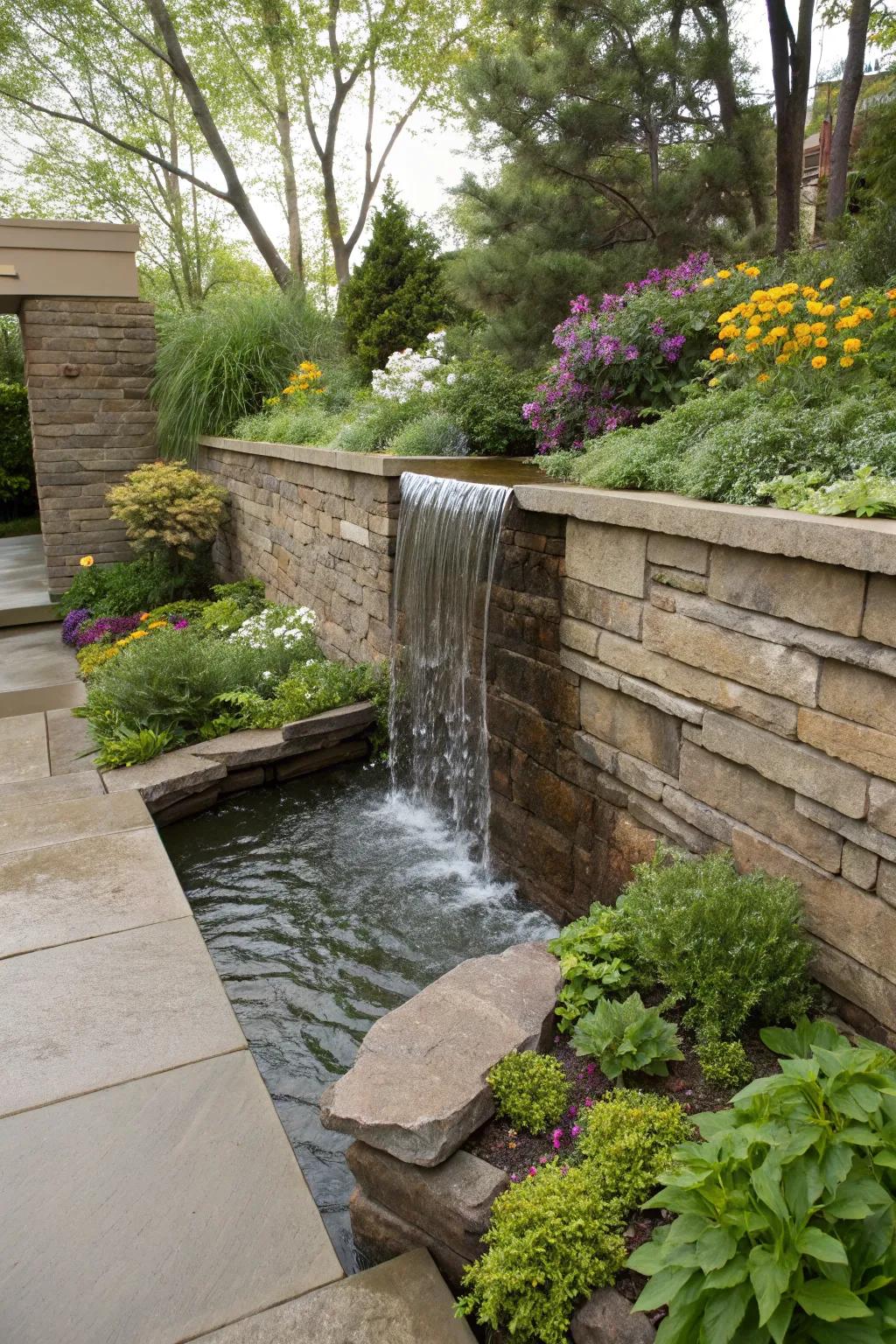 A vertical wall spillway that maximizes space while adding visual interest.