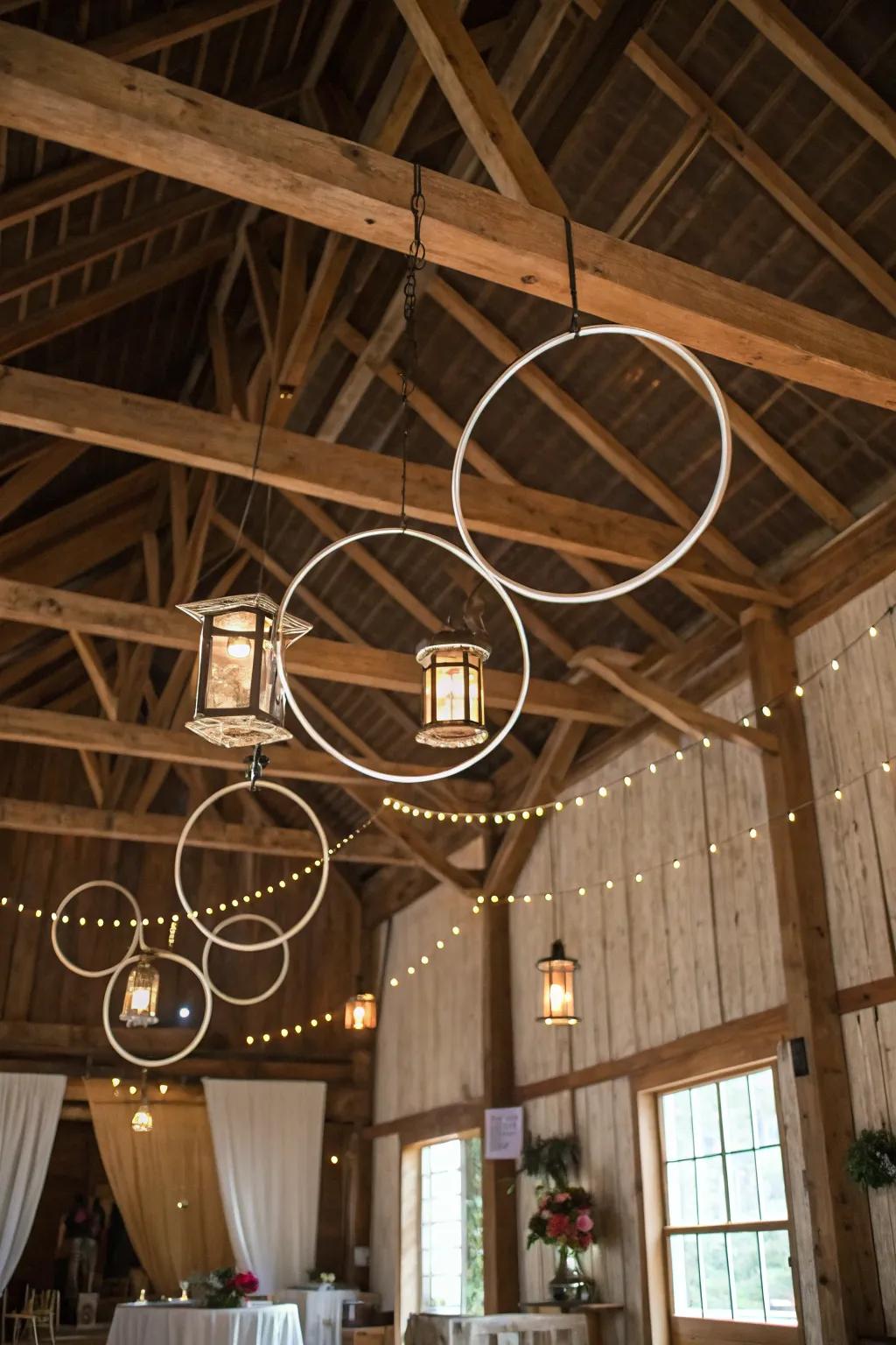 Dynamic hanging installations for a unique touch.